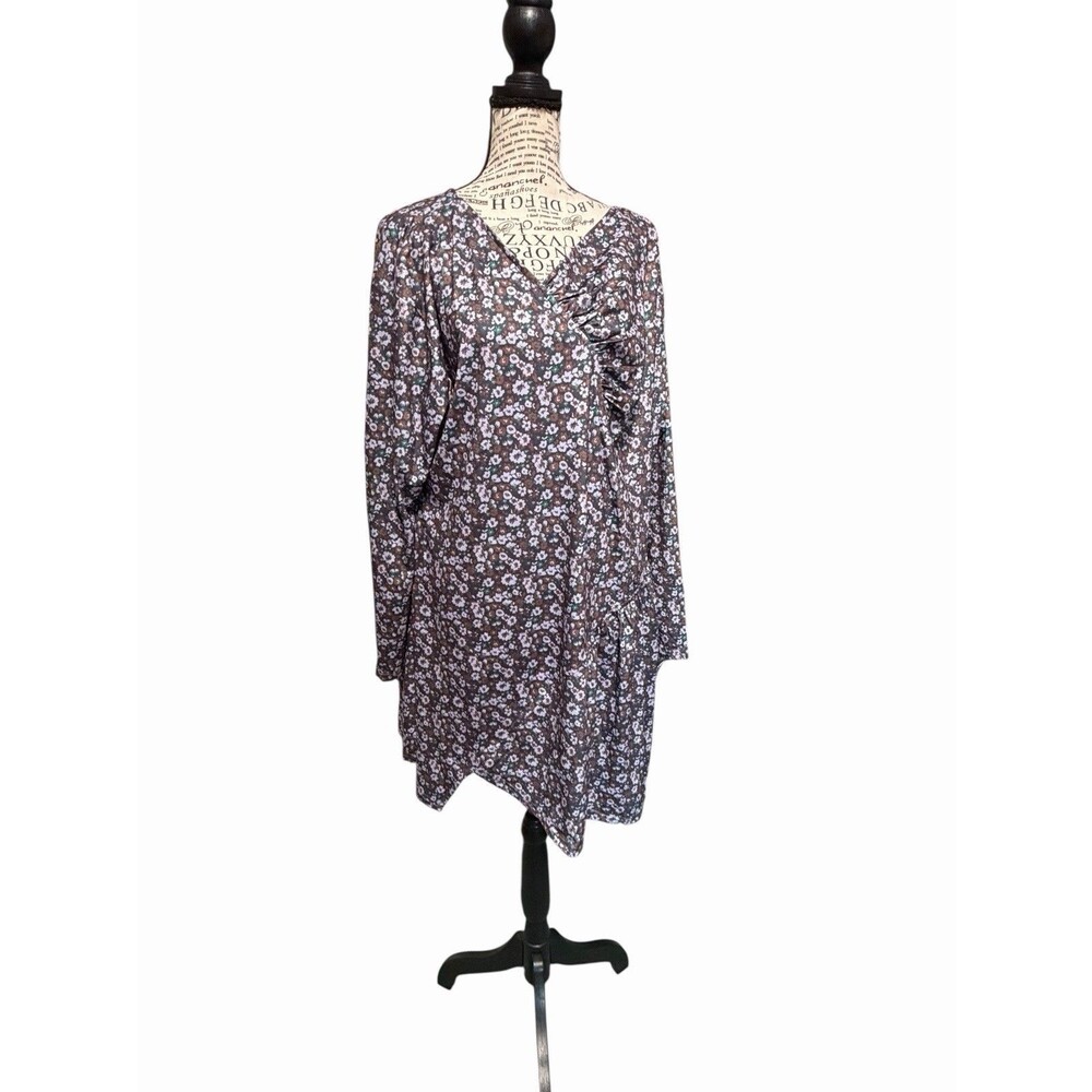 Nwt Reborn Printed Floral Long Sleeve Mini Dress Size 1x Whimsical Fairy Boho
